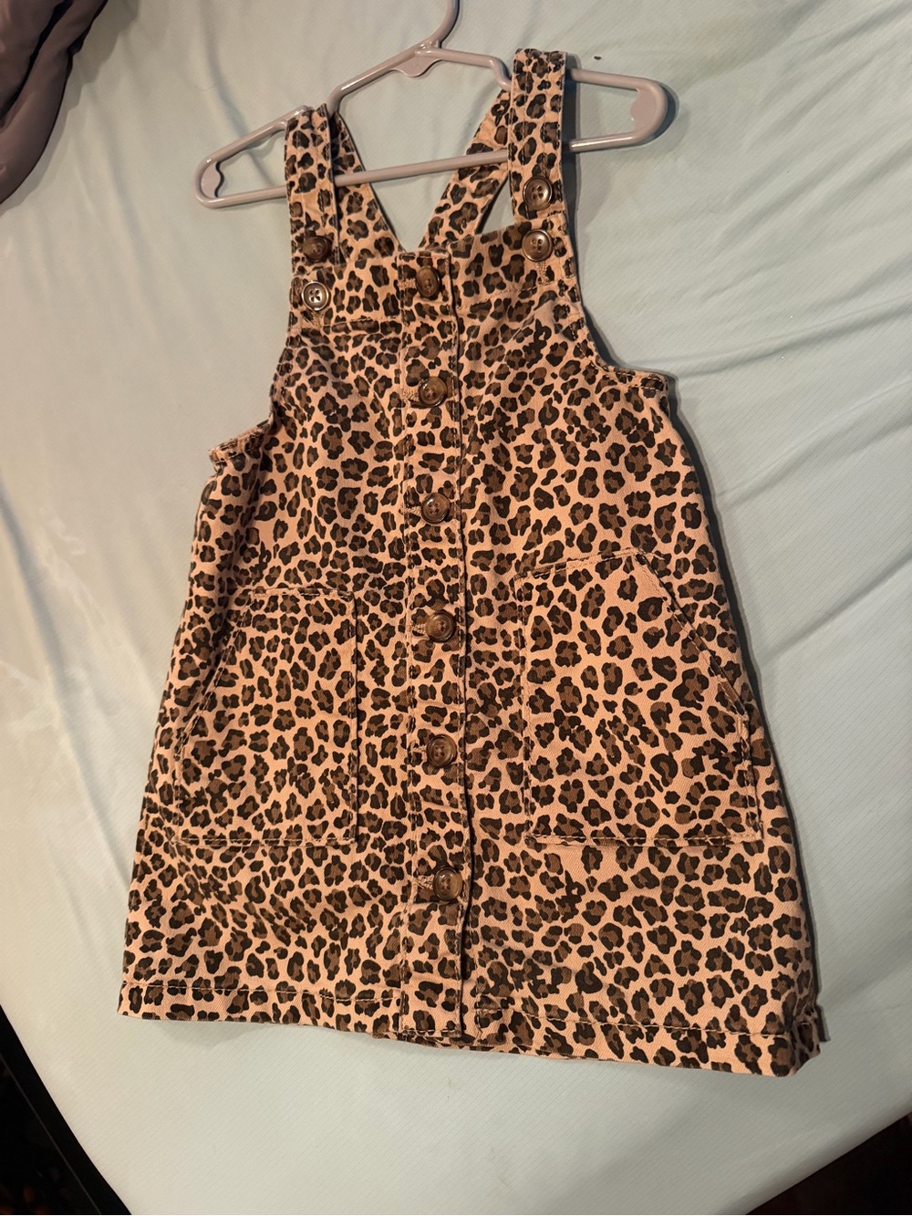 wonder nation Leopard Print Overall Dress in Tan and Brown